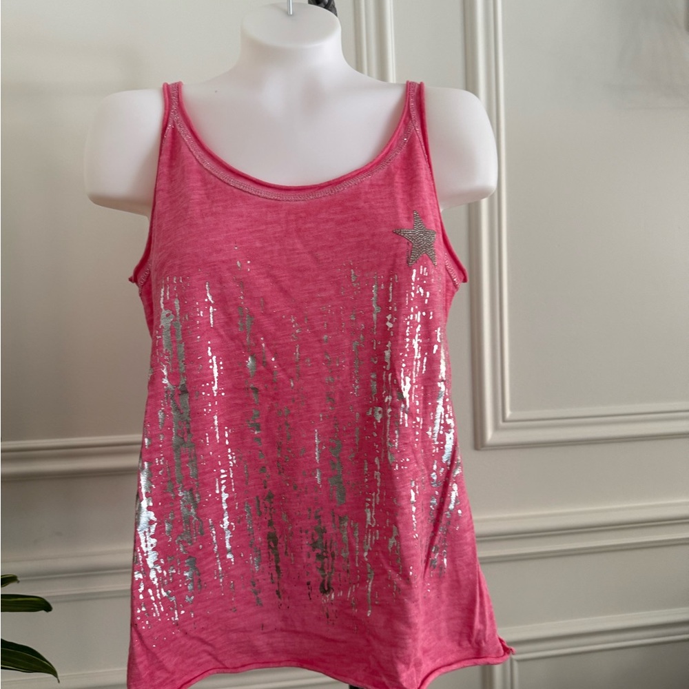 Pink Sleeveless Top with Silver Accents